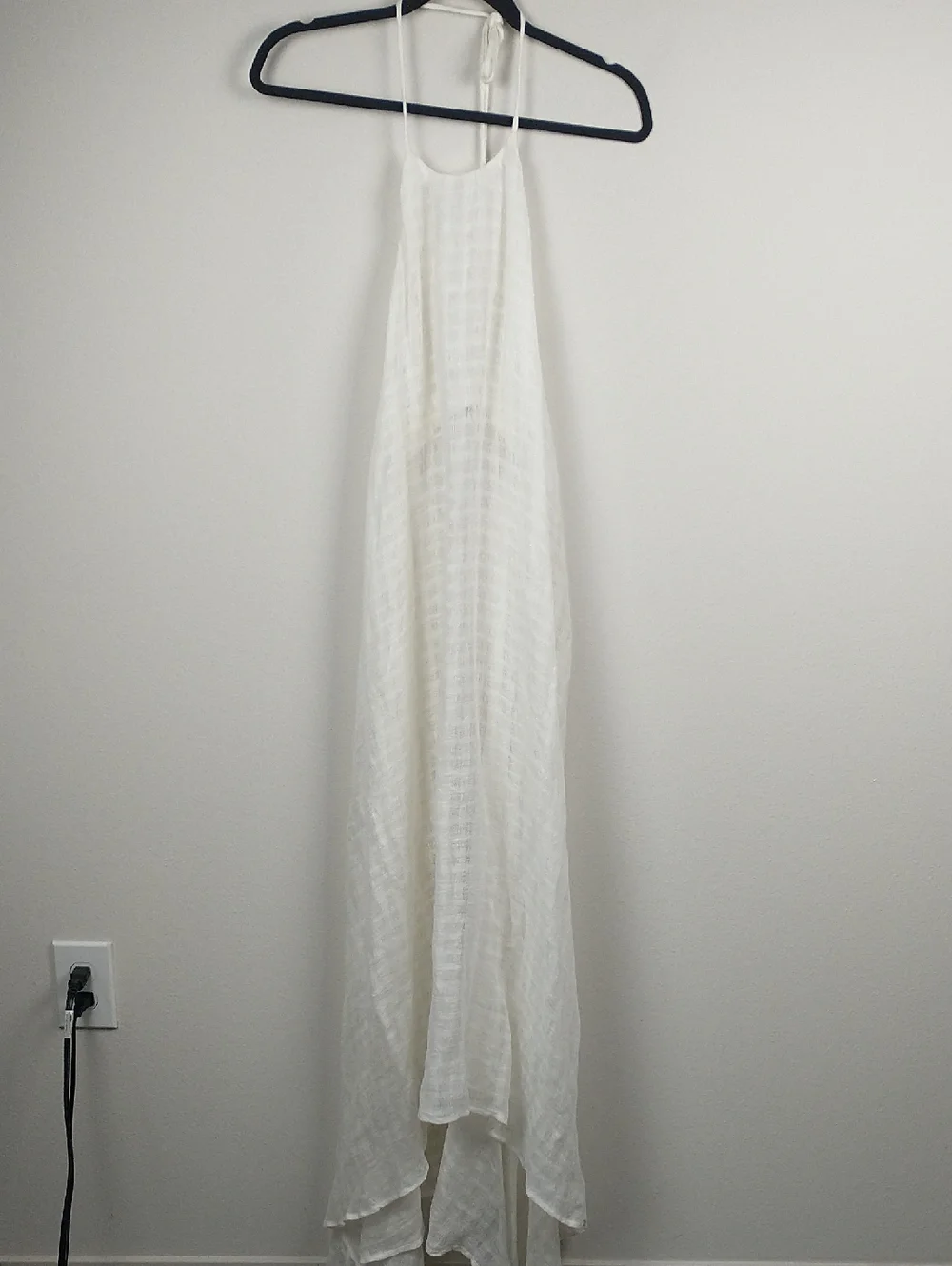 Cult Gaia Halter Maxi Dress XS Off White Sheer Linen Gauze Beach Coverup